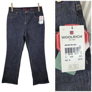 NEW Woolrich Bryton Size 12 Petite Boot Cut Jeans Reflex Stretch Waist Black